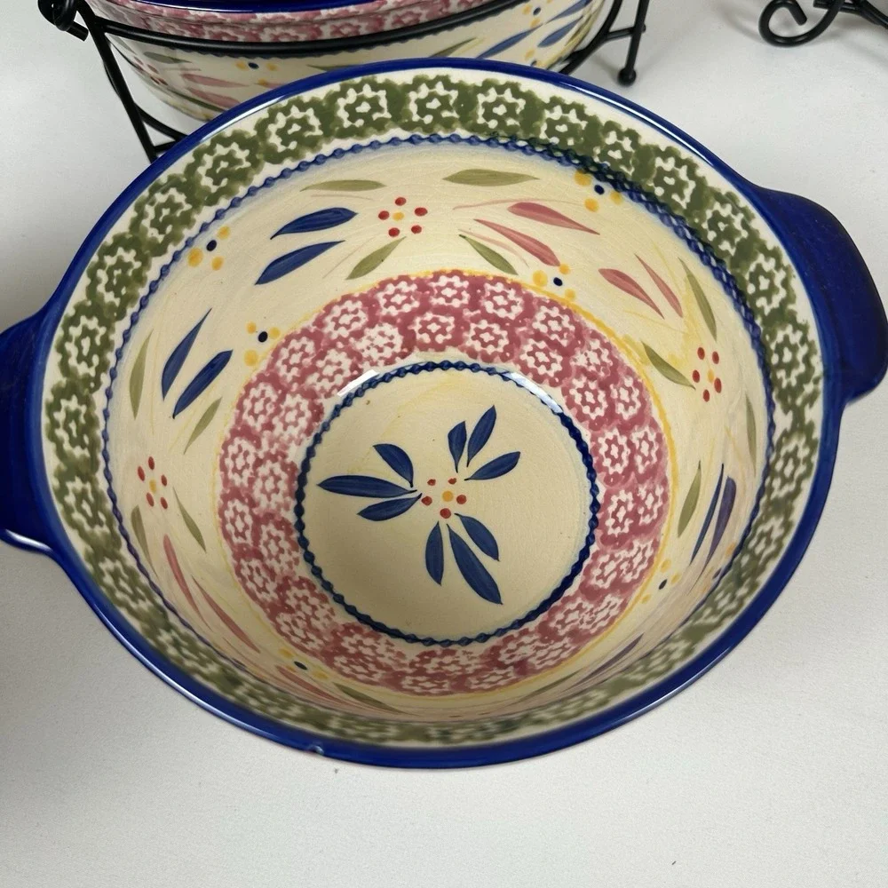 Temp-tations Old World 5pc Lidded Bakeware Set w/ Wire Racks Cobalt Trim